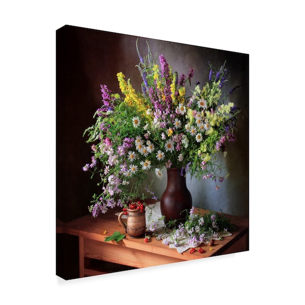 Tatiana Skorokhod 'Still Life With Wildflowers' Canvas Art,14x14